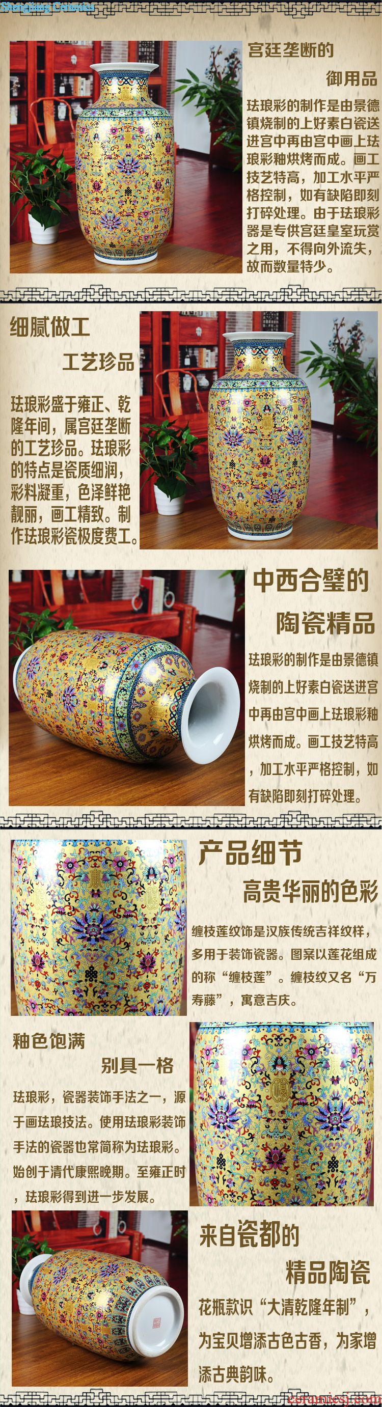 Jingdezhen ceramics colored enamel vase sitting room decoration dragon born study modern household furnishing articles