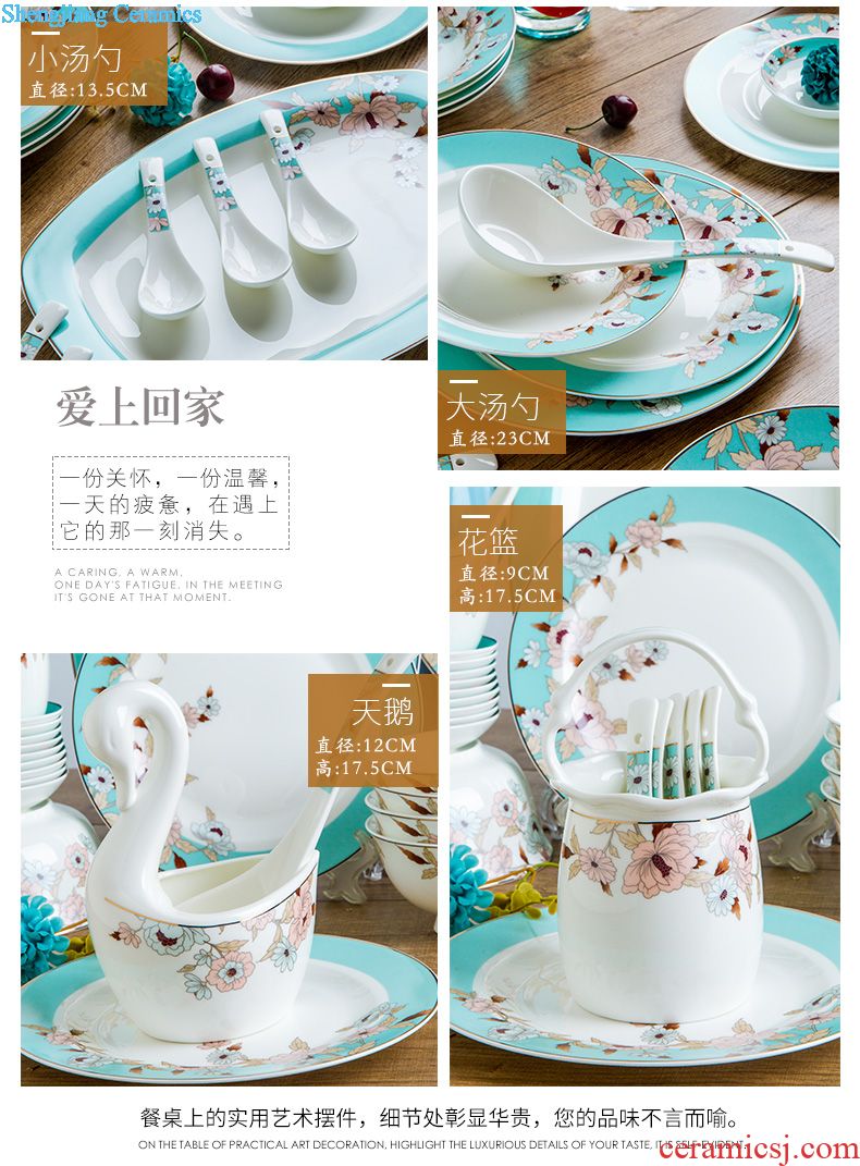 Jingdezhen high-grade bone China tableware suit dishes household porcelain bowl chopsticks dishes suit household of Chinese style restoring ancient ways