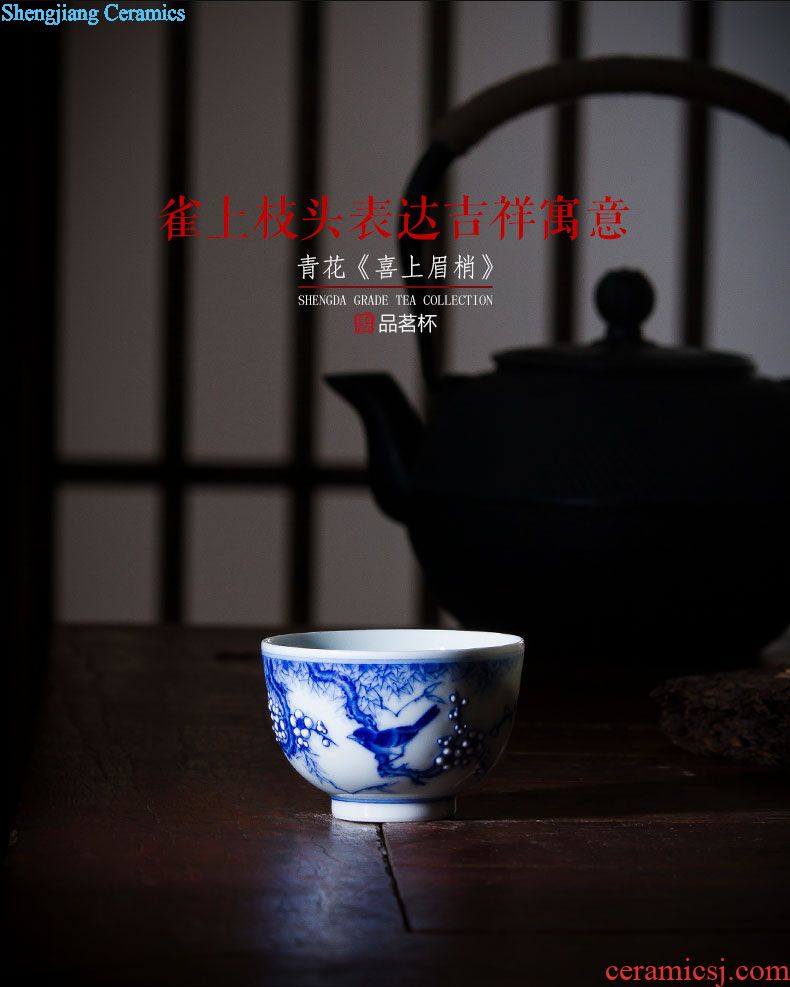 Blue and white pine crane live holy big office cup hand-painted ceramic with cover tea cup all hand jingdezhen tea cups