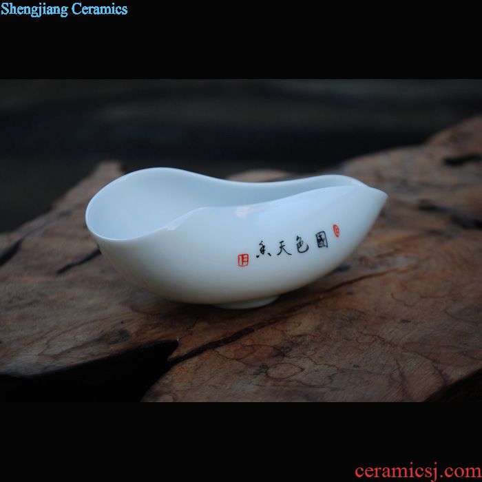 Owl kiln Jingdezhen hand-painted ceramic powder enamel kung fu tea set three only tureen tea bowl of tea cups