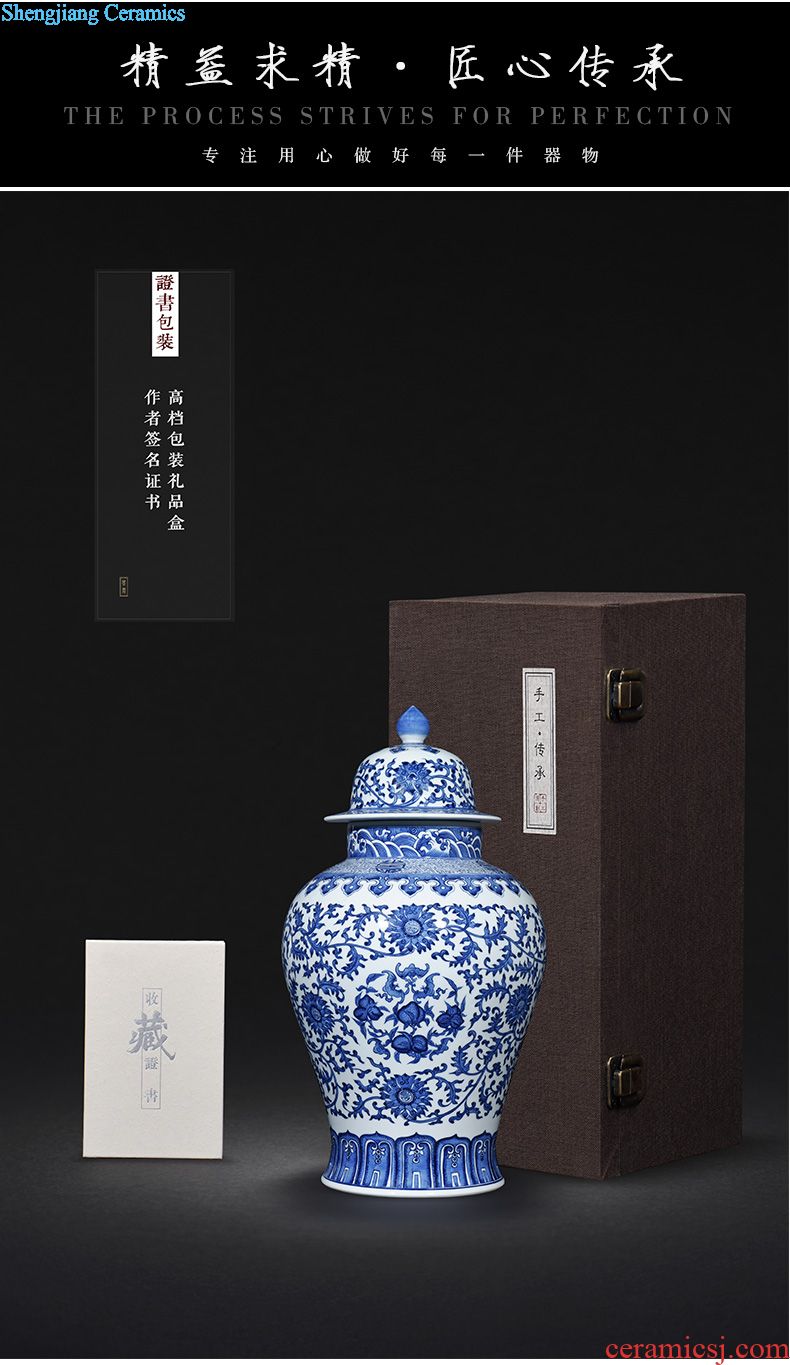 Hand-painted JingJun jingdezhen ceramics crafts are blue and white porcelain vases, flower arrangement sitting room of Chinese style household decorations