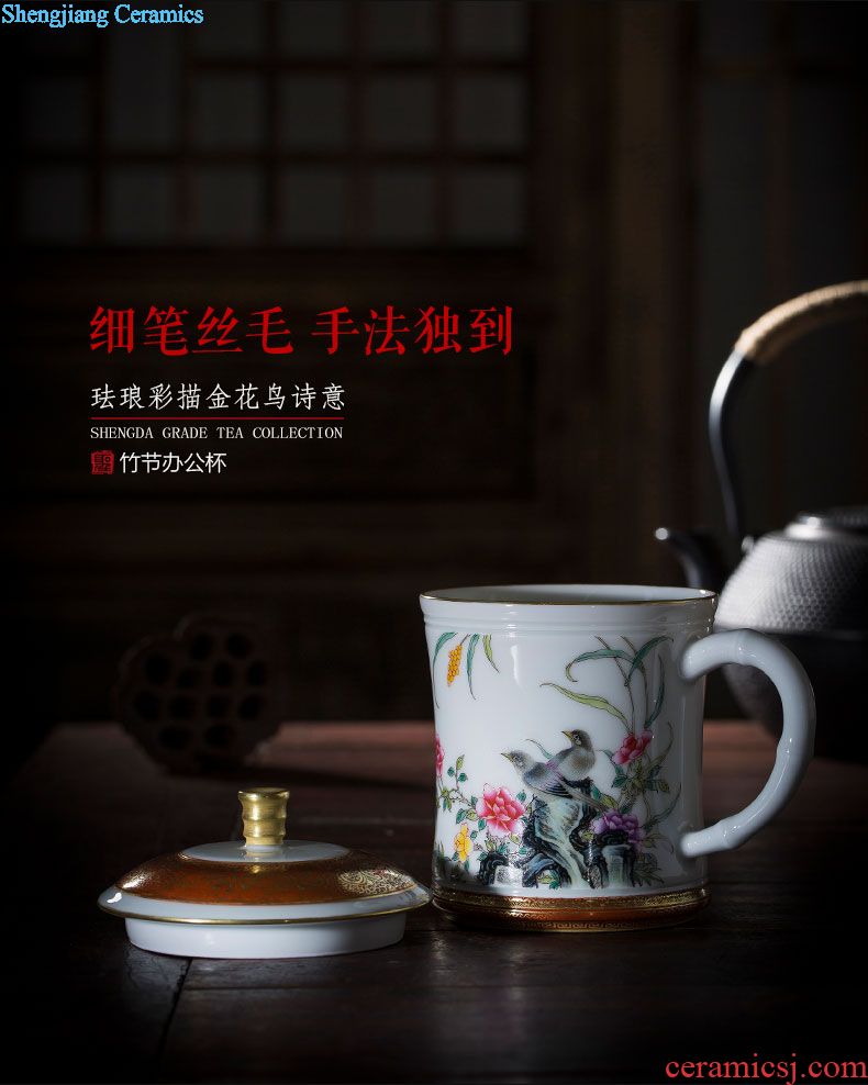 The big three to blue and white chrysanthemum tureen hand-painted ceramic large butterfly tattoo all hand jingdezhen kung fu tea tea bowl