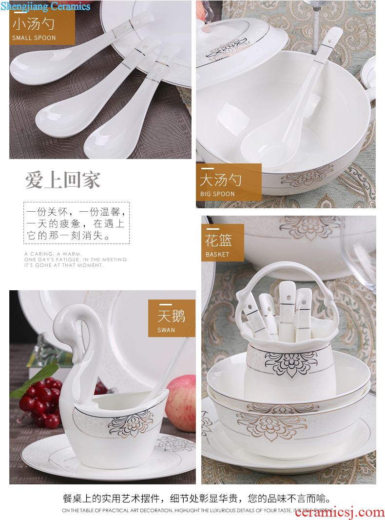 Dishes suit home dishes jingdezhen ceramic tableware Korean dishes with Chinese style set bowl plate combination bowl of gifts