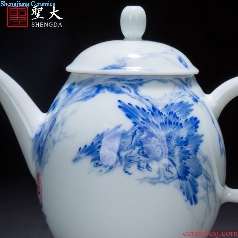 Holy big pine creek line office cup hand-painted ceramic ink in the boat make tea cup with lid handle all hand of jingdezhen tea service