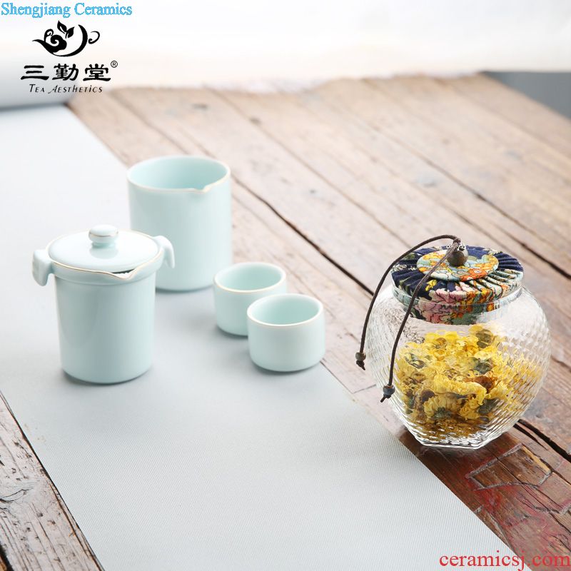The three regular caddy ceramic seal pot of tea warehouse storage POTS mini small household S51057 receive jar