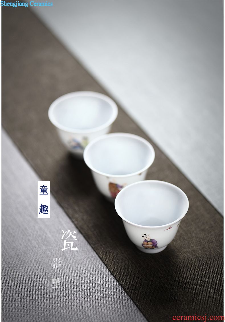 Hand-painted JingJun jingdezhen ceramics powder enamel design phoenix single hand tea cup cup host blue and white