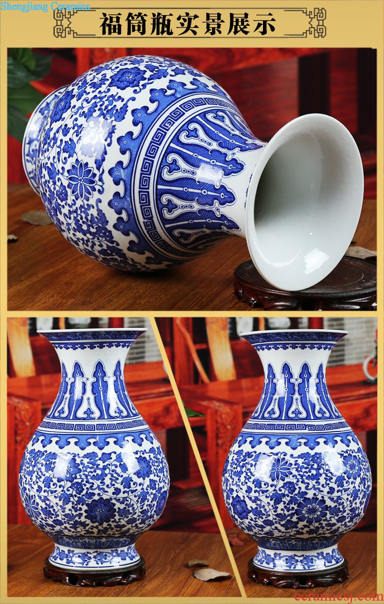 Jingdezhen ceramics powder enamel vase contemporary household adornment rich auspicious sitting room ground hotel furnishing articles