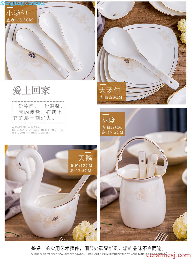 Jingdezhen enamel bowls of bone disc tableware suit creative freedom combination tableware bowls of household wedding gifts