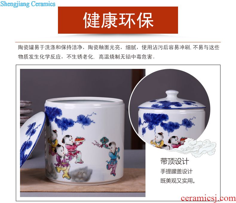 Jingdezhen ceramic tea pot wake receives pu 'er tea cake tin box household seal pot