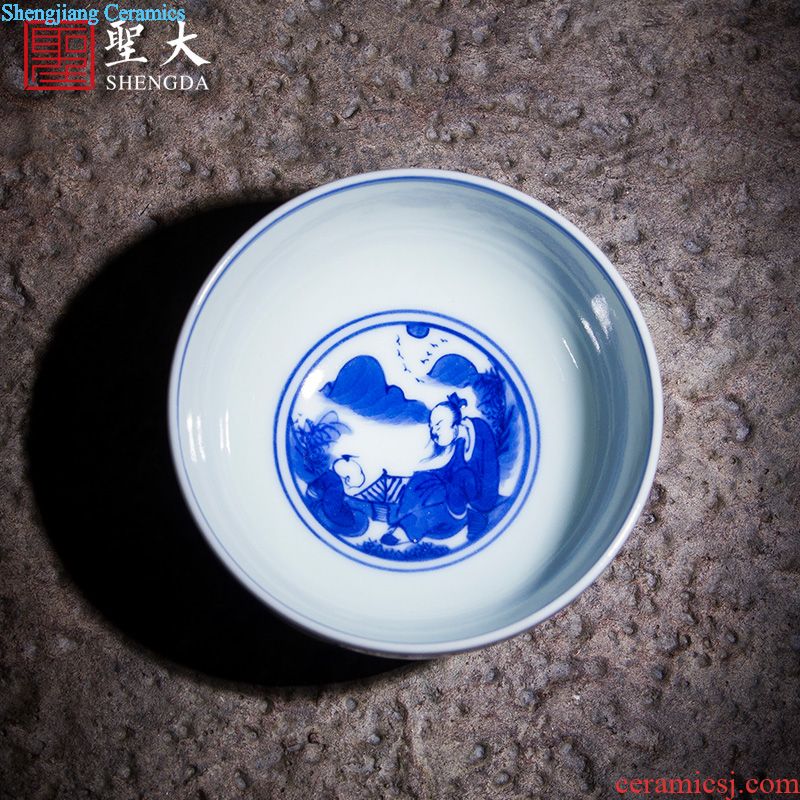 Santa teacups hand-painted wufu ceramics kung fu figure large bowl full manual tiger glass of jingdezhen tea service master