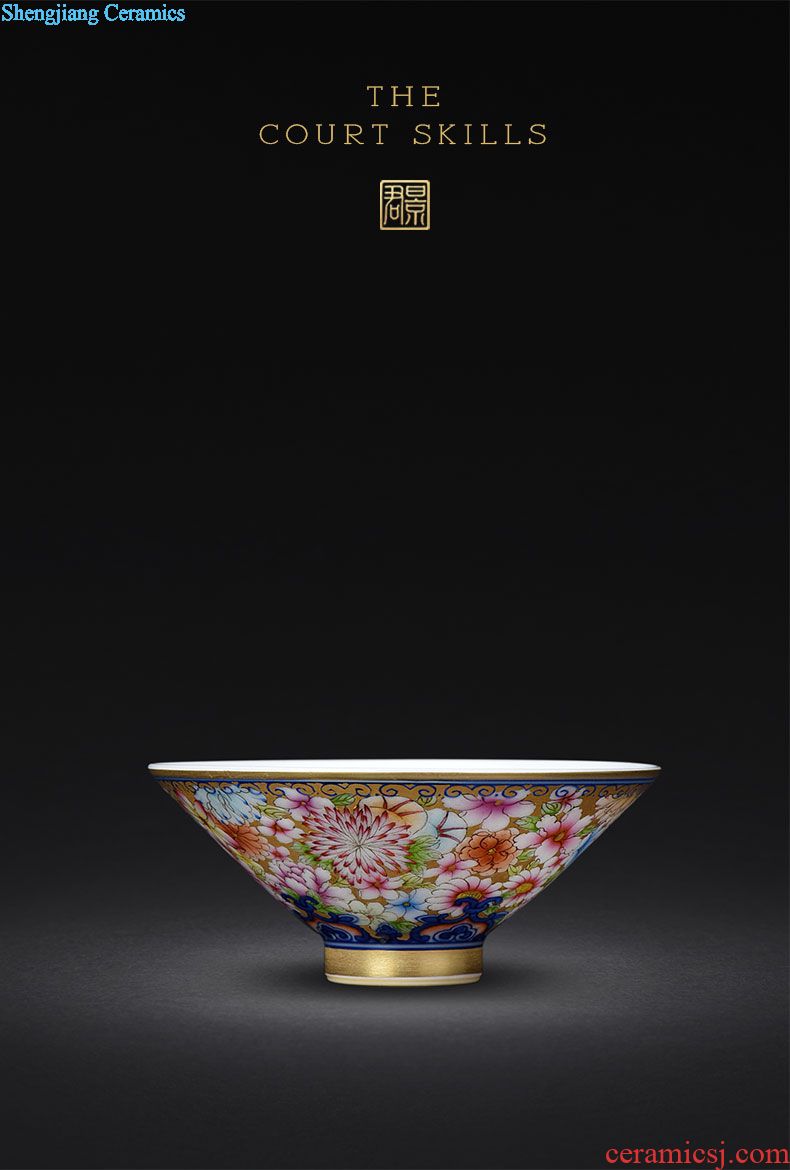 JingJun jingdezhen hand-painted colored enamel porcelain teapot kung fu tea set single pot of tea filter