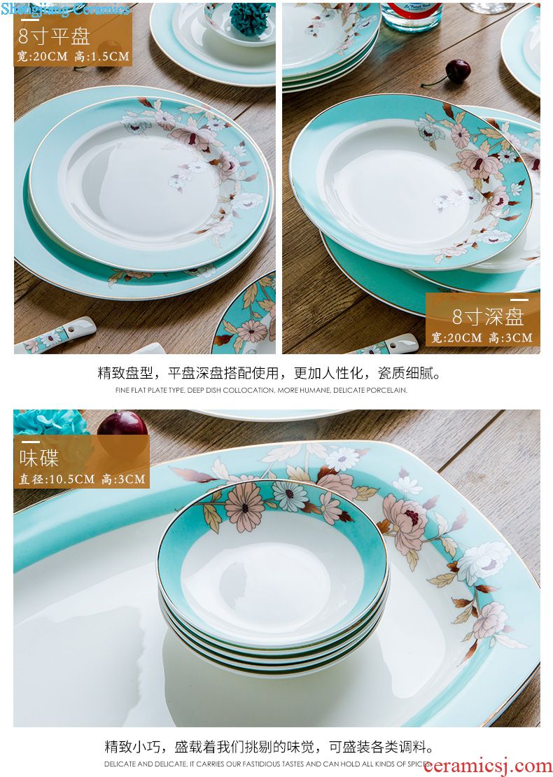 Jingdezhen high-grade bone China tableware suit dishes household porcelain bowl chopsticks dishes suit household of Chinese style restoring ancient ways