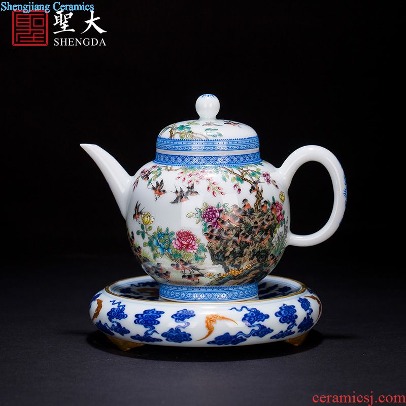 Holy big office cup hand-painted ceramic porcelain cup with disc of a tea cup of jingdezhen tea service manually handle the boss cup