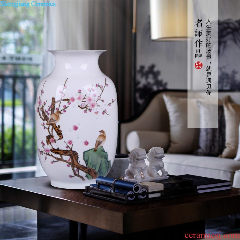 Jingdezhen ceramics flower arranging hand-painted the plum and the bamboo harbinger vases, new Chinese style porch place TV ark adornment