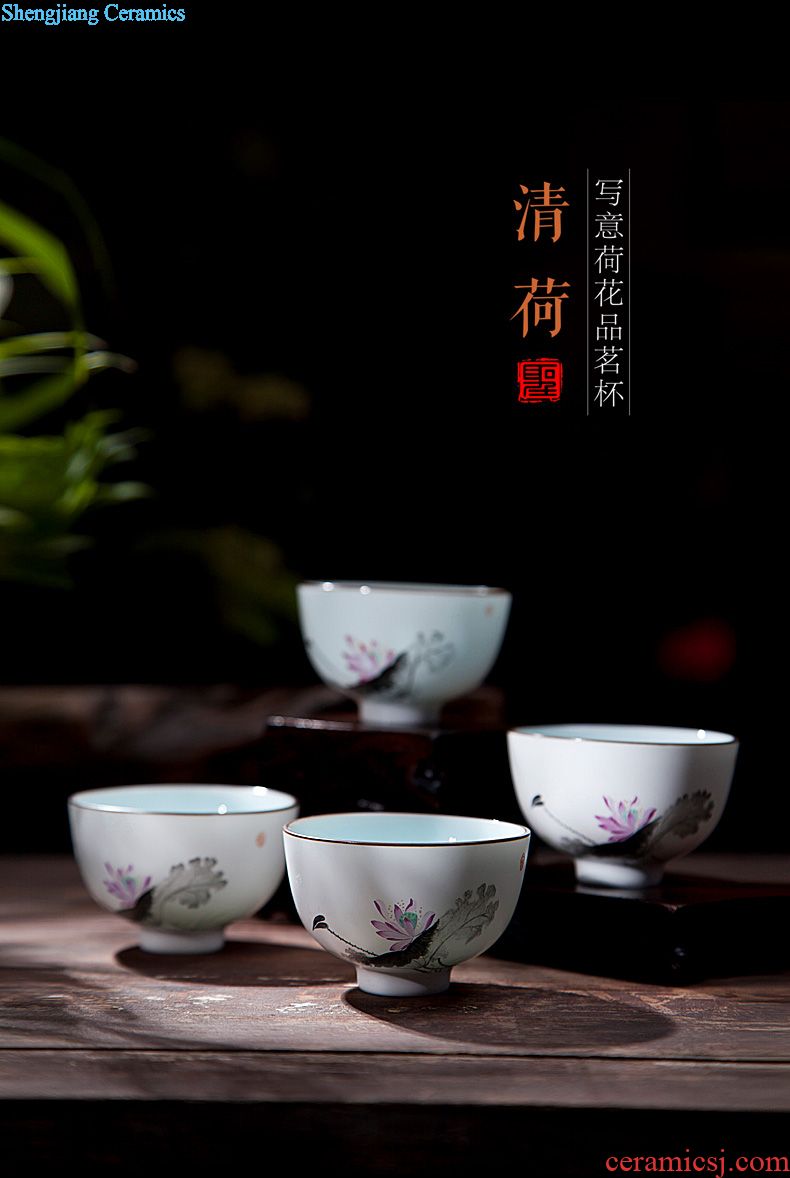 A clearance rule Ceramic kung fu tea colored enamel flower medallion around branches of flowers and birds teapot of jingdezhen tea service