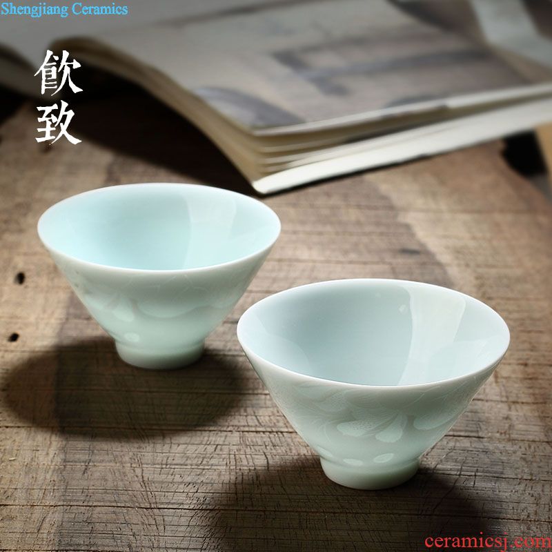 Drink to all hand dehua white porcelain tureen large jade porcelain tea cups ceramic three of the bowl cover cup kung fu tea set