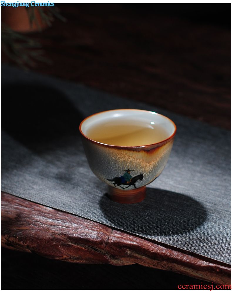 Jingdezhen ceramic kung fu tea cup single cup hand-painted enamel hat to a cup of tea light blue and white sample tea cup drawing personal cup