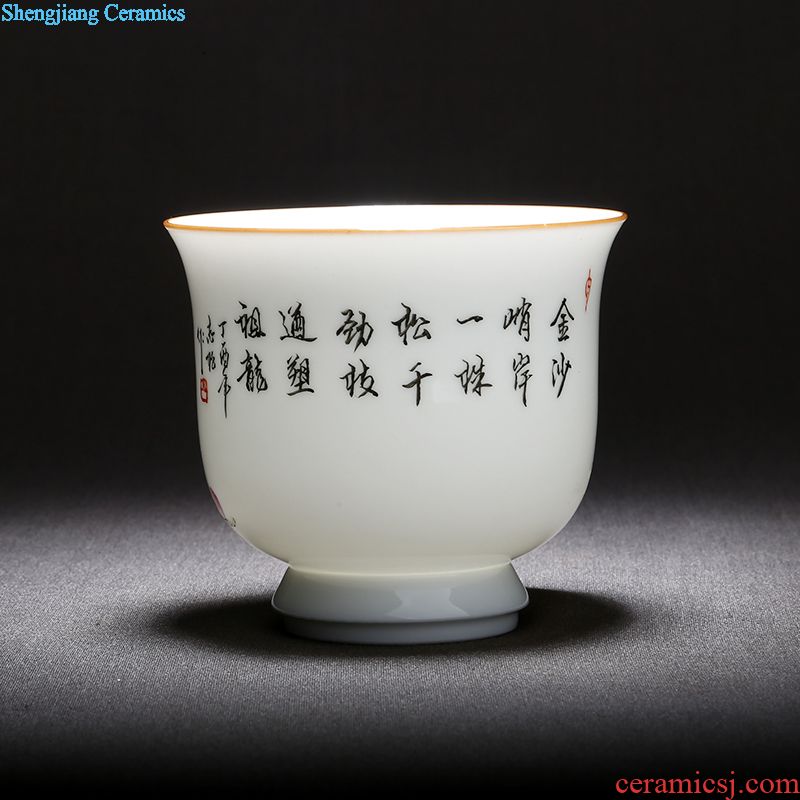 Jingdezhen tea master cup single cup hand-painted ceramic sample tea cup individual cup blue open hall tea powder enamel