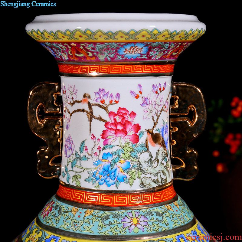 Jingdezhen ceramic household decorative dried flowers flower vase is placed new Chinese style living room porch porcelain arts and crafts