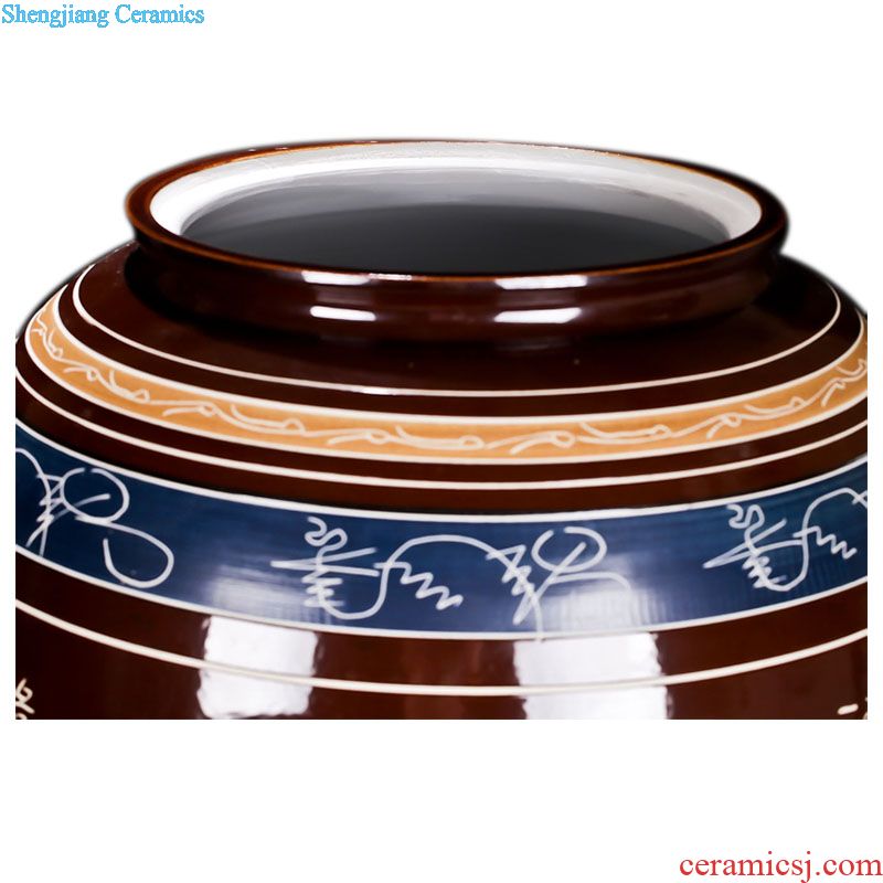 Jingdezhen ceramic big jar 100 jins it with cover hand-painted bubble bottle storage jar jar