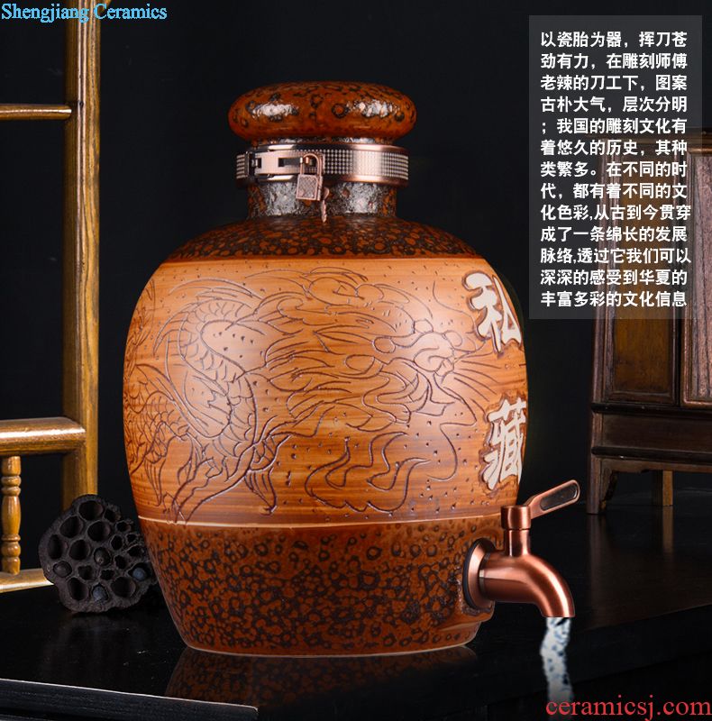 Retro jars hand-painted jugs with jingdezhen ceramic bottle wine jar tap 20 jins 30 jins it 50 kg