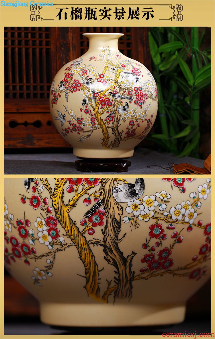 Jingdezhen ceramics three-piece enamel vase sitting room decoration plate wedding gifts home furnishing articles