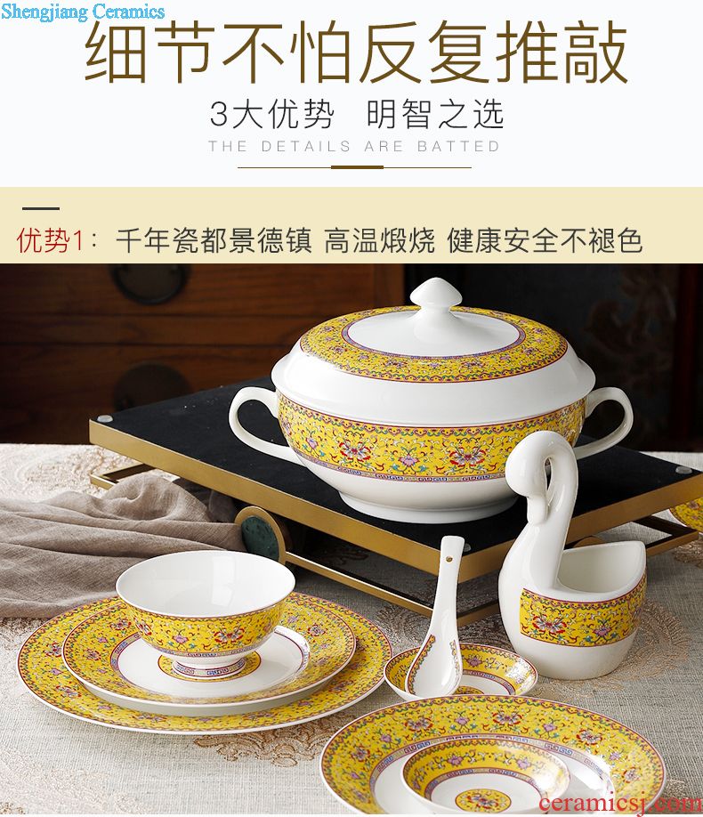 Jingdezhen ceramic tableware by hand the colour of household of Chinese style crockery bowl dish dish free combination collocation