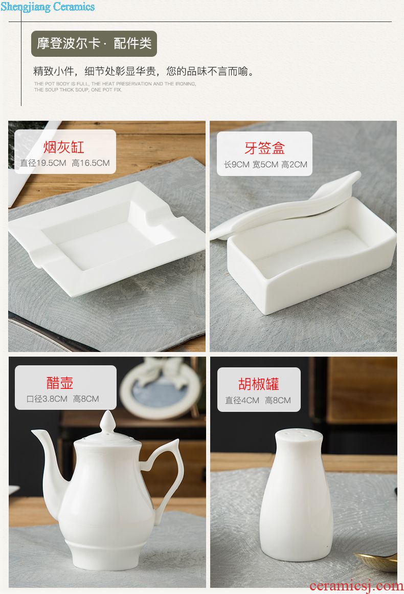 Dishes suit colour individuality creative household tableware Nordic high-grade jingdezhen pure manual square cutlery gifts