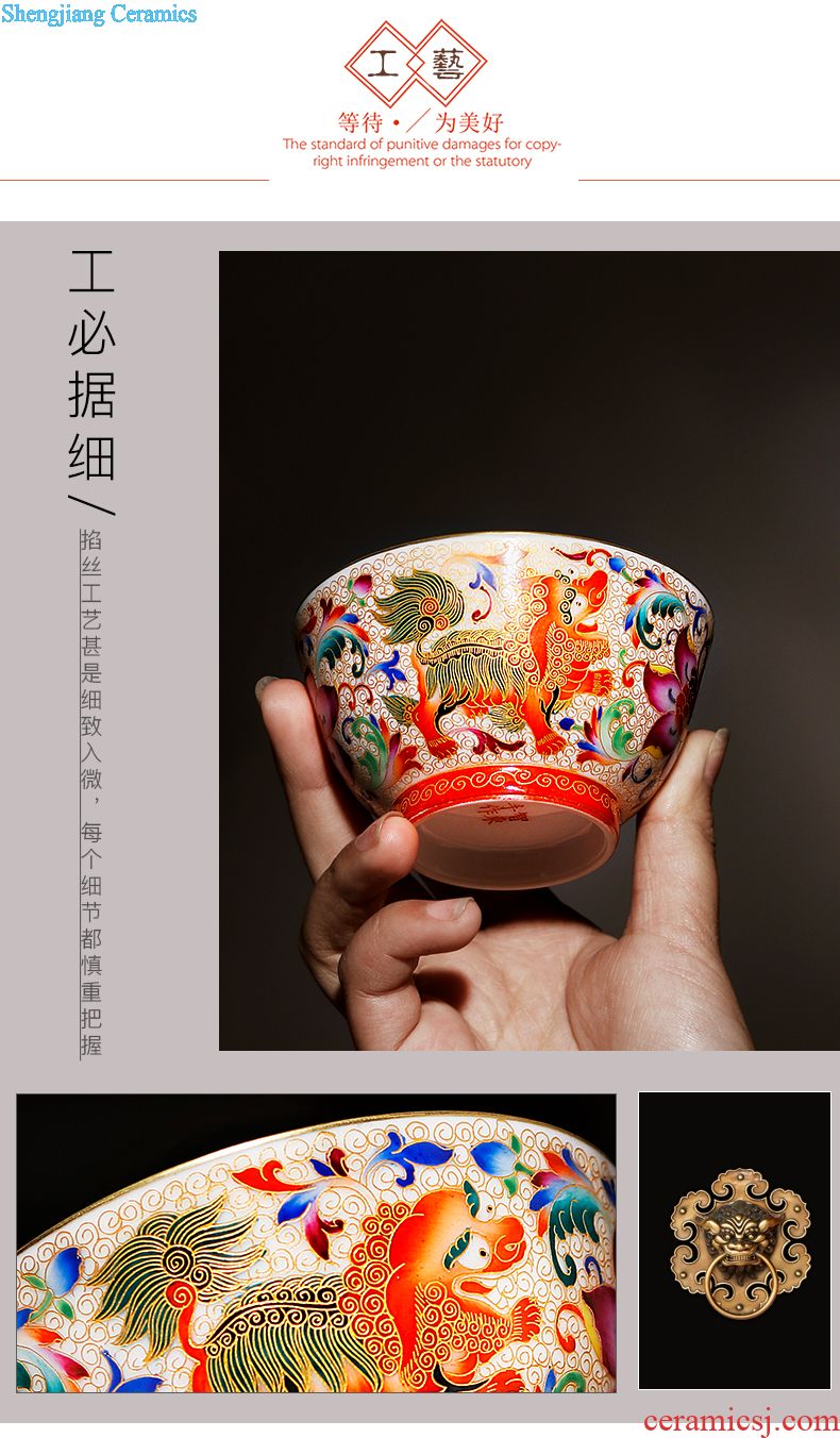 Jingdezhen ceramic small caddy Hand-painted sealed tank storage tanks Pastel butterfly kung fu tea accessories