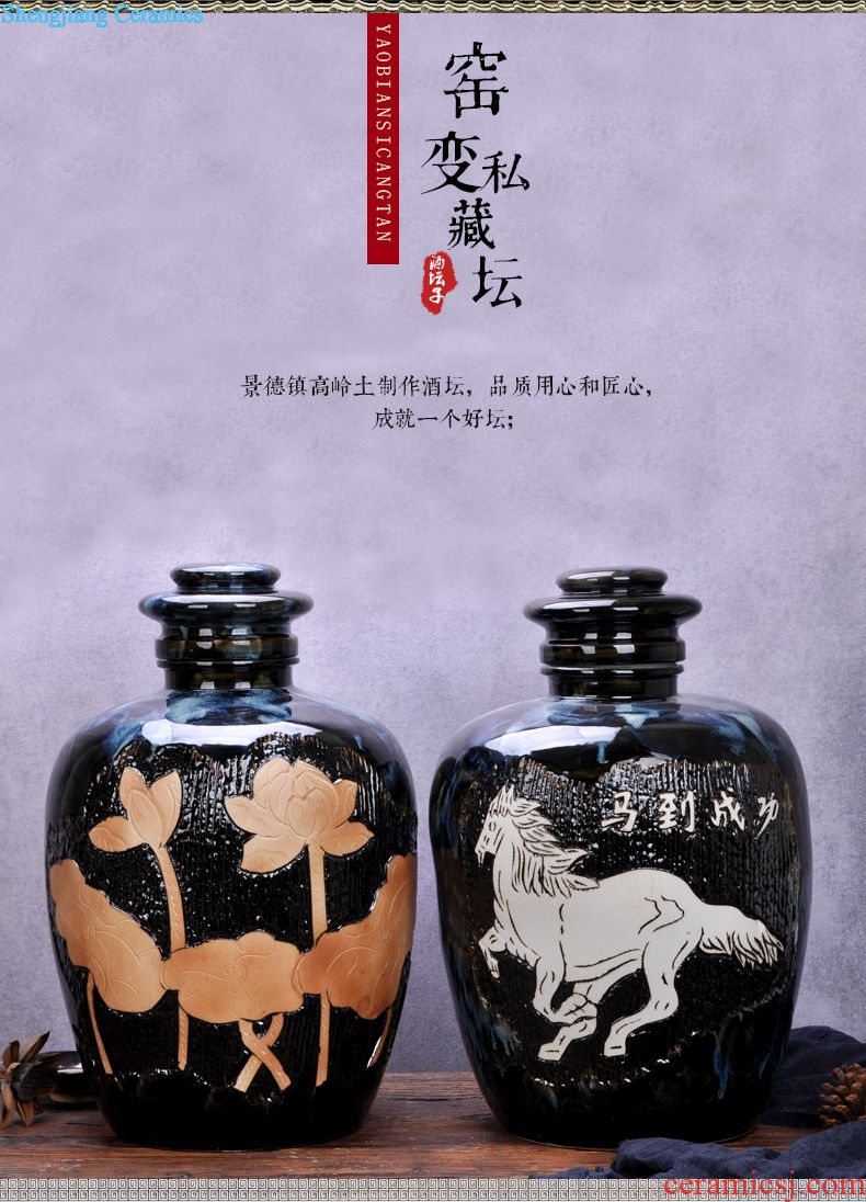 Jingdezhen ceramic barrel ricer box m tank storage tank jars wine-making grape bottle container 10 jins 20 jins 30 kg