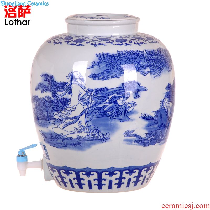 Jingdezhen ceramic sichuan pickles meat and eggs pickle jar cylinder storage water sealed jar jar airtight green food places