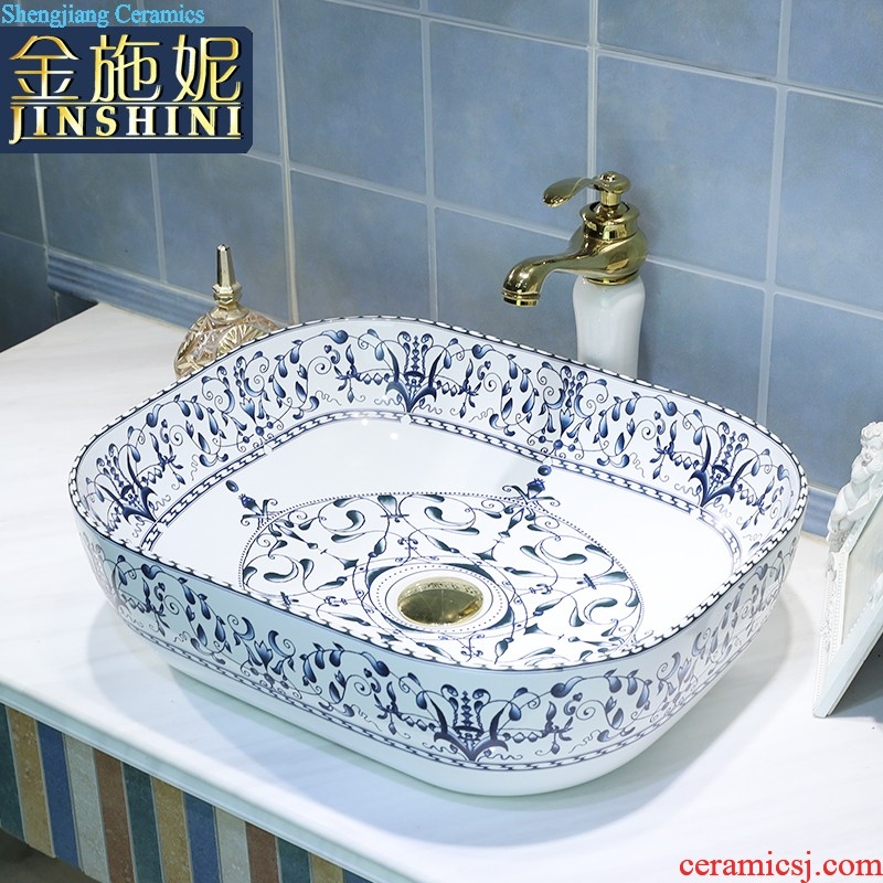 Basin of Chinese style on the sink on the ceramic lavatory square personality and artistic basin waist drum basin restoring ancient ways