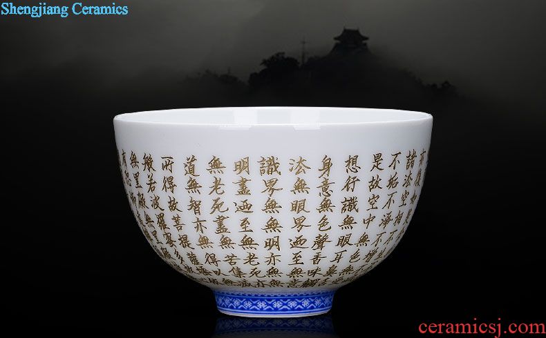 Holy big ceramic kung fu masters cup hand-painted porcelain cups branch lotus individual sample tea cup manual of jingdezhen tea service