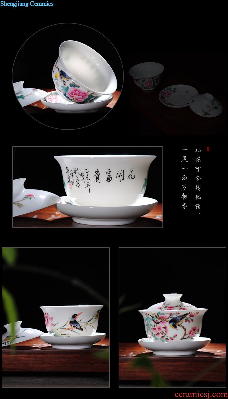 Jingdezhen hand-painted famille rose porcelain tea pot Colored enamel archaize seal storage tanks tieguanyin tea accessories
