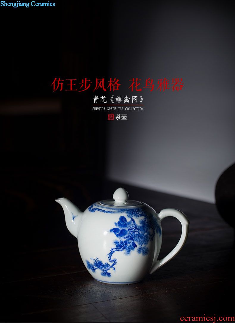 Holy big teapot hand-painted ceramic curios kung fu heavy new colors in the snow solitary males teapot single pot of jingdezhen tea service