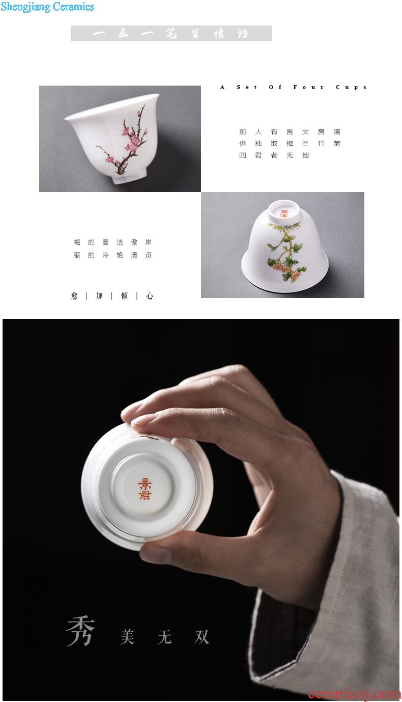 Kung fu tea colored enamel JingJun jingdezhen ceramics three bowl of hand-painted tureen manually make tea bowl cups