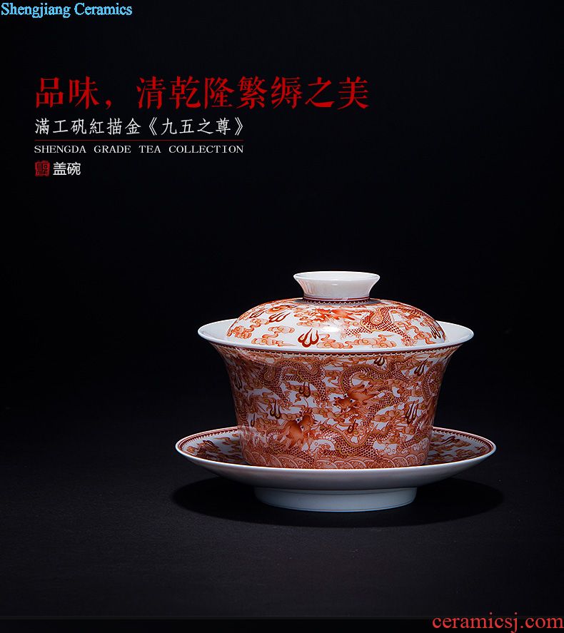 Santa jingdezhen all handmade ceramic sample tea cup hand-painted pastel pine crane master cup kung fu tea tea cup