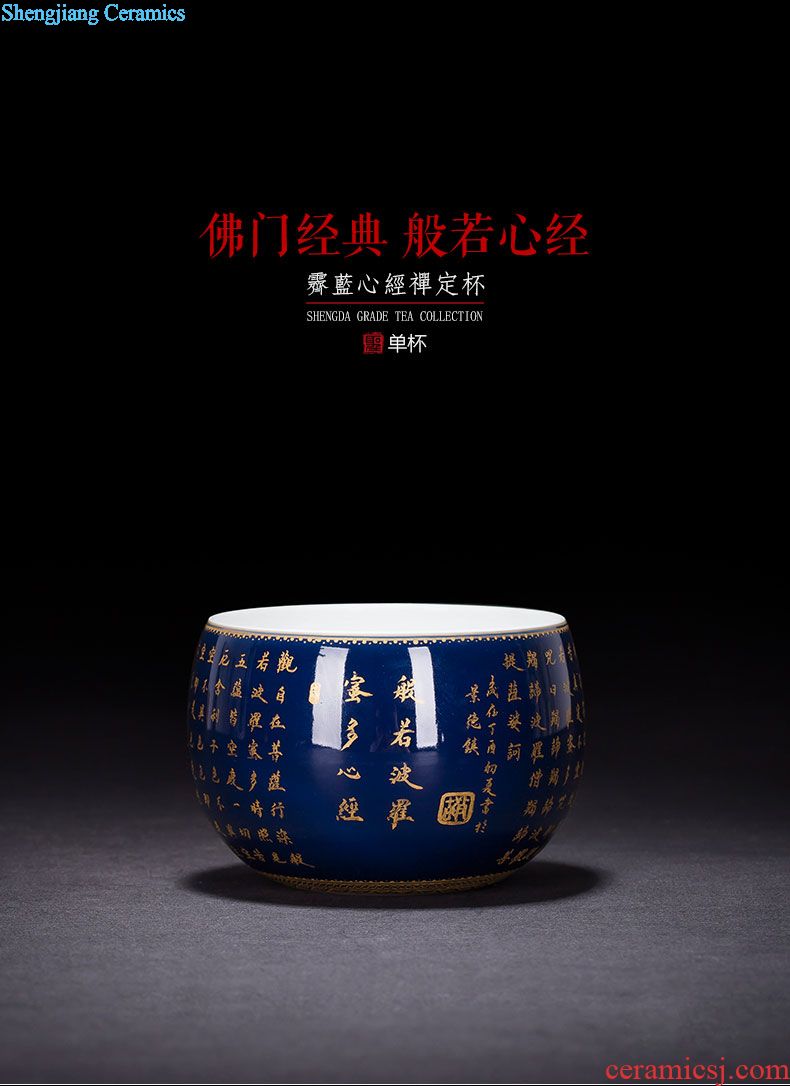 Santa hand-painted ceramic kung fu tea tea maintain five kirin master light hand, jingdezhen blue and white tea