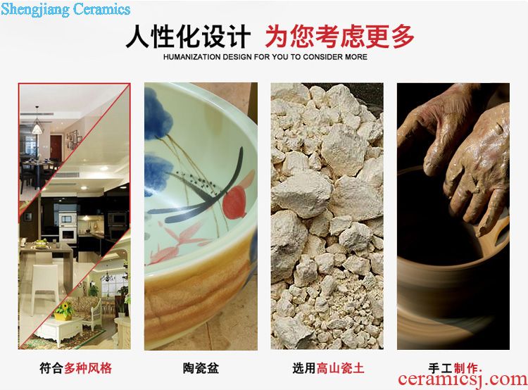 JingYuXuan jingdezhen ceramic lavatory basin sink the stage basin art red ink lotus