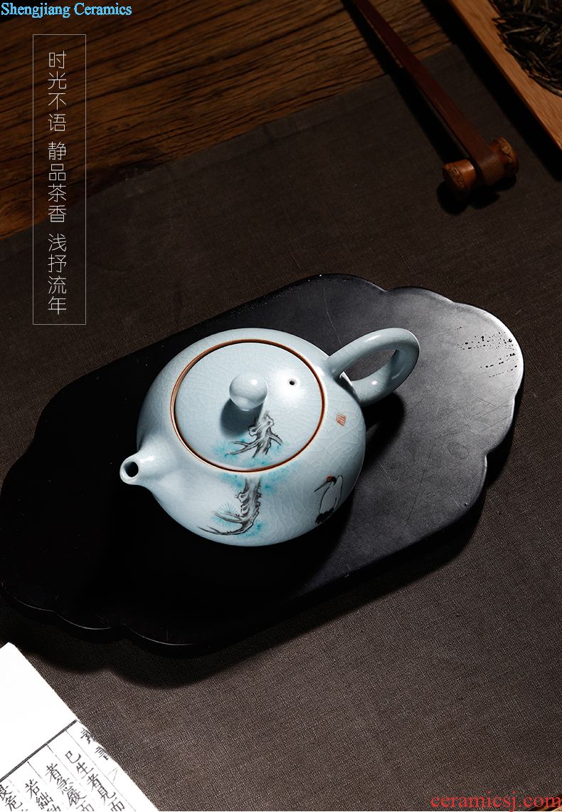 Jingdezhen ceramic kung fu tea set parts hand-painted steak flower fair mug pastel manual points tea, peach