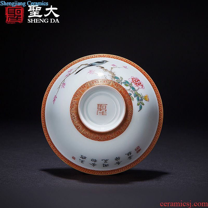 Master sample tea cup cup of jingdezhen blue and white painting landscape ceramic hand-painted maintain cylinder cup all hand kung fu tea cups