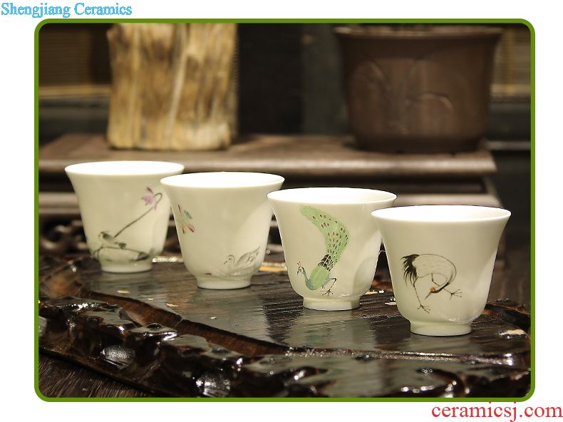 Three frequently hall double tureen jingdezhen ceramic tea cups, hand-painted xuan wen kung fu tea set suit S11006