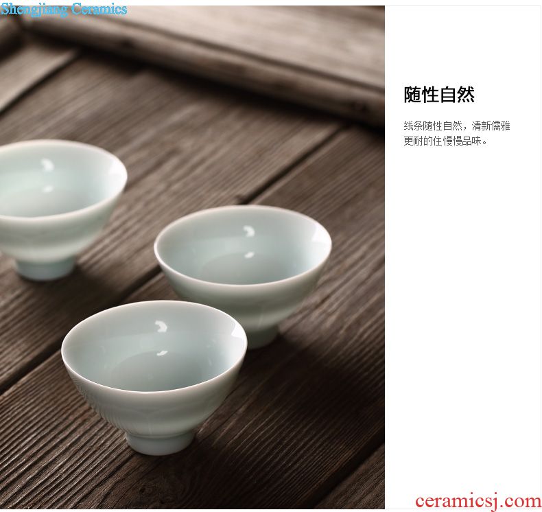 Drink to Jingdezhen hand-painted flat-bottomed big tureen xuan grain dry foam cups ceramic tea bowl of tea set