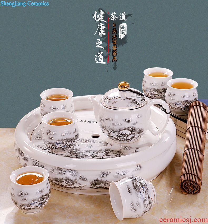 Jingdezhen tea set suits domestic high-grade double kung fu tea set ceramic teapot teacup tea tray of a complete set of tea