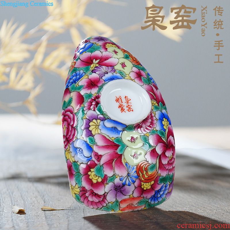 Owl kiln Jingdezhen hand-painted famille rose tea set tea small ceramic tea pot seal pot Kung fu tea set