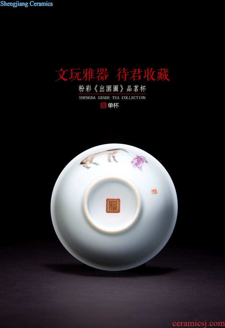 Holy big ceramic sample tea cup free hand-painted porcelain figure master weng travel cup one cup of jingdezhen kung fu tea set