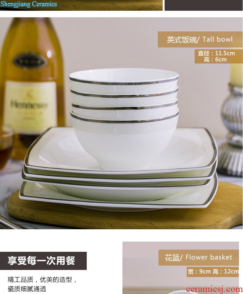 Jingdezhen ceramic plate round plate of household jobs steak disc creative fish bone porcelain plate Nordic cutlery set