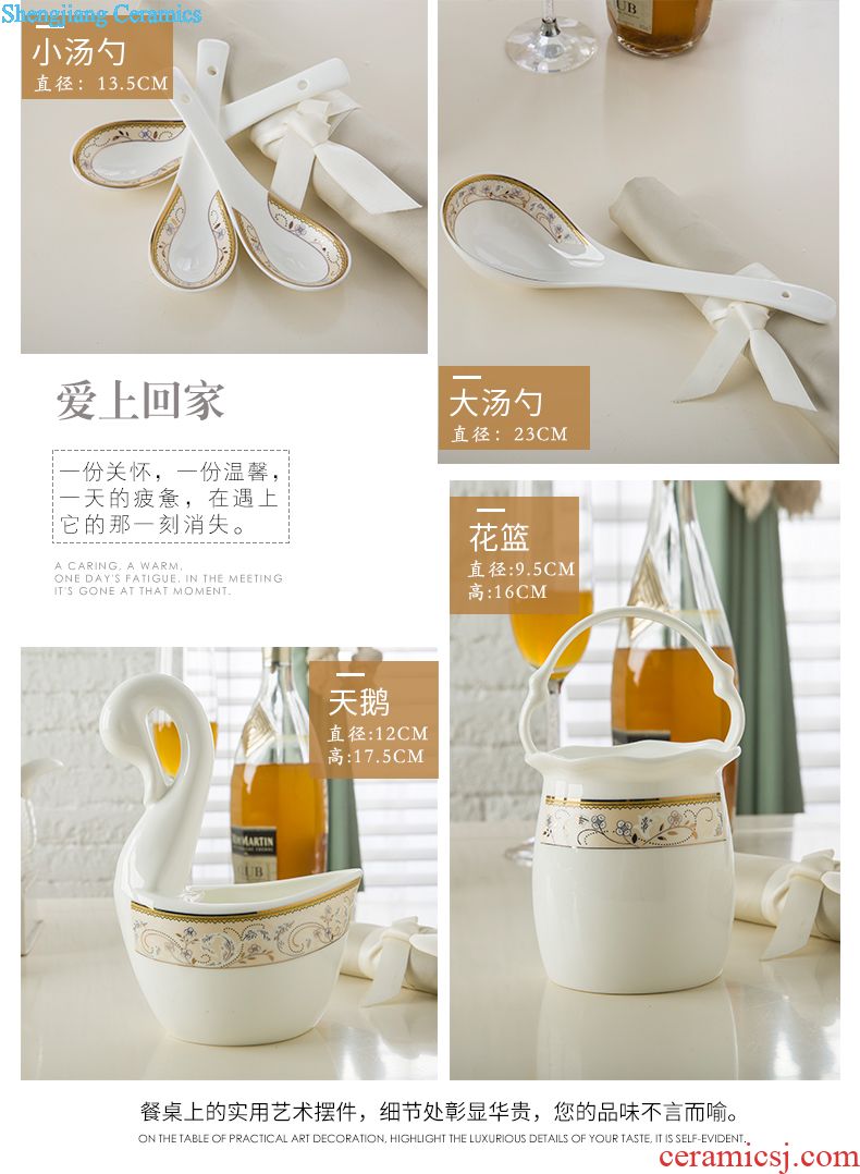 Dishes suit of jingdezhen ceramic tableware ikea Chinese style originality bone porcelain bowl of Korean tableware wedding housewarming gift