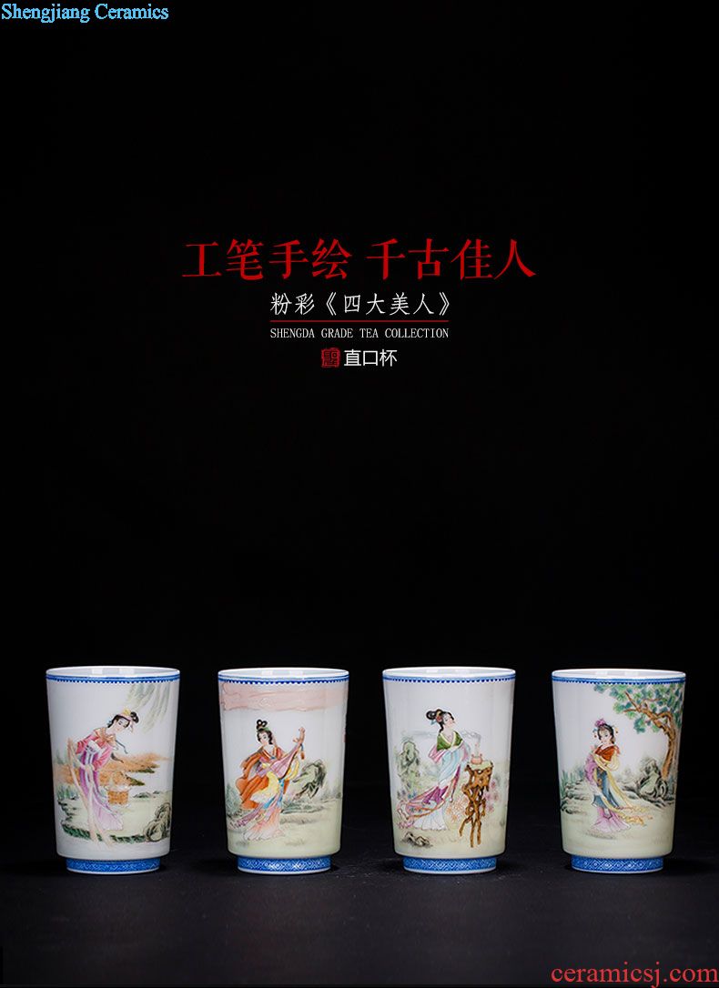 The big blue and white Guo Shifu cup sample tea cup hand-painted ceramic kung fu master cup all hand of jingdezhen tea service