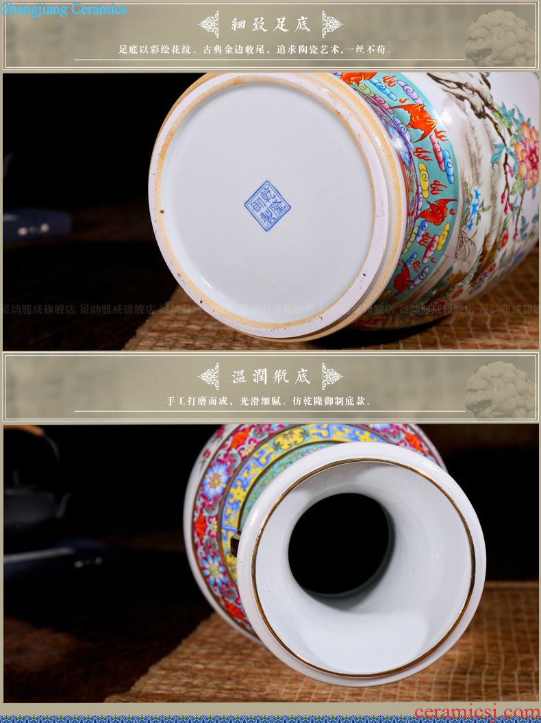 Jingdezhen ceramic household decorative dried flowers flower vase is placed new Chinese style living room porch porcelain arts and crafts